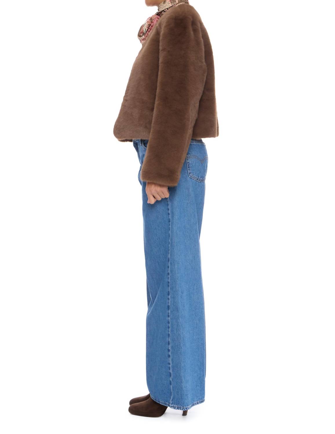 LUCY PARIS Plaza Faux Fur Jacket in brown - women's jacket - alternate view
