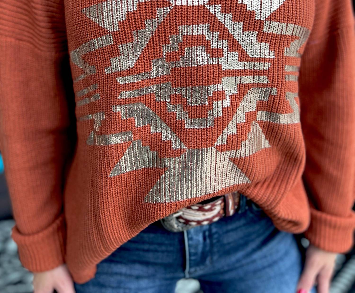 2FlyCo Taos Sweater in rust - women's sweater - alternate view