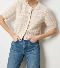 Lilla P - Short Sleeve Cardigan Sweater