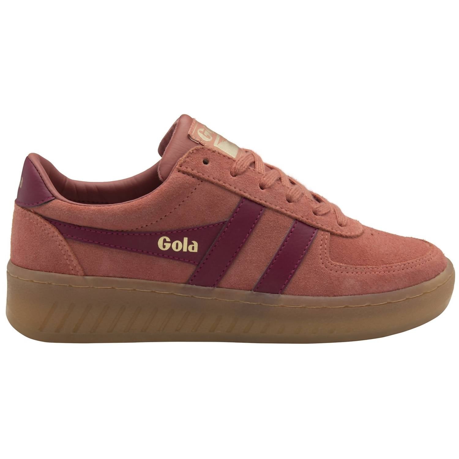 Gola Women's Grandslam Suede Sneaker in clay cerise gum - women's sneaker - detail view
