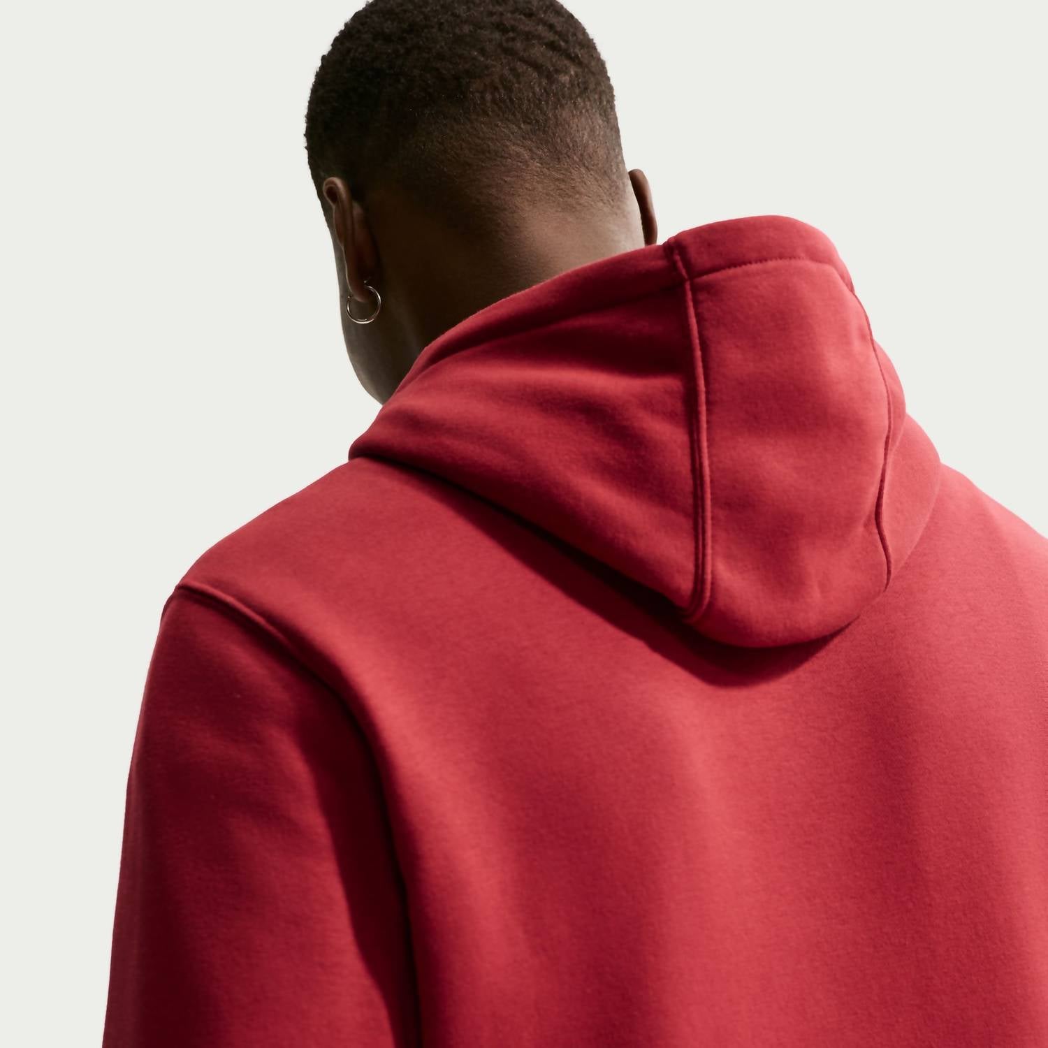 NIKE Men's Club Fleece Pull Over Hoodie in crimson white - men's shirt - view 4