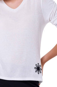 French Kyss - V-neck Top With Flower