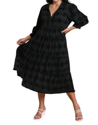 Umgee - Swiss Dot Jacquard Midi Dress - Plus