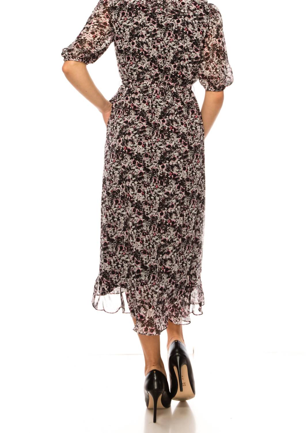 Maison Tara - Short Sleeve Multilayered Ruffle Dress