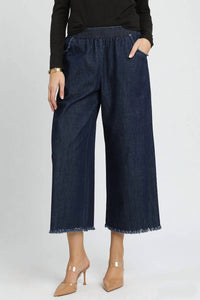 Umgee - Fringe Hem Wide Leg Pants