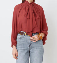 Suncoo Lincoln Muslin Blouse in terracota - women's blouse