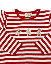 Luigi Kids - Girl's Gingerbread Embroidered Ruffle Shoulder Tee
