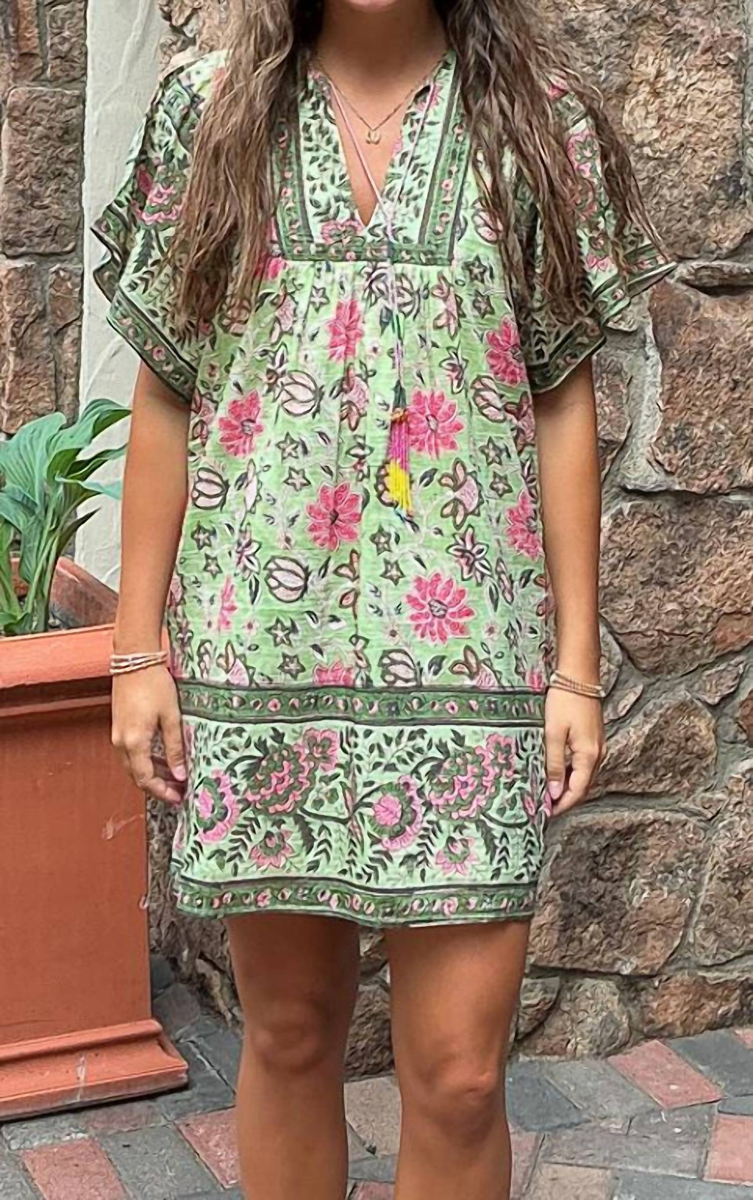 BELL Angel Dress in mint pink floral - women's dress