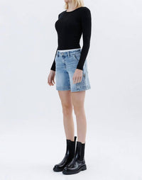 Vervet By Flying Monkey - Mid Rise Pocket Detail Wide Bermuda Shorts