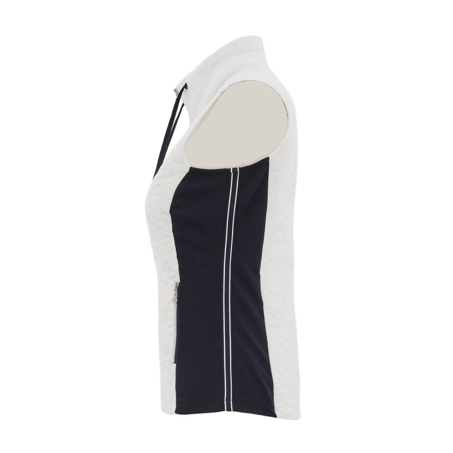DOLCEZZA Women's Gilet Vest in white navy - women's jacket - alternate view