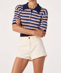Astr - Arden Denim High-rise Mini Shorts