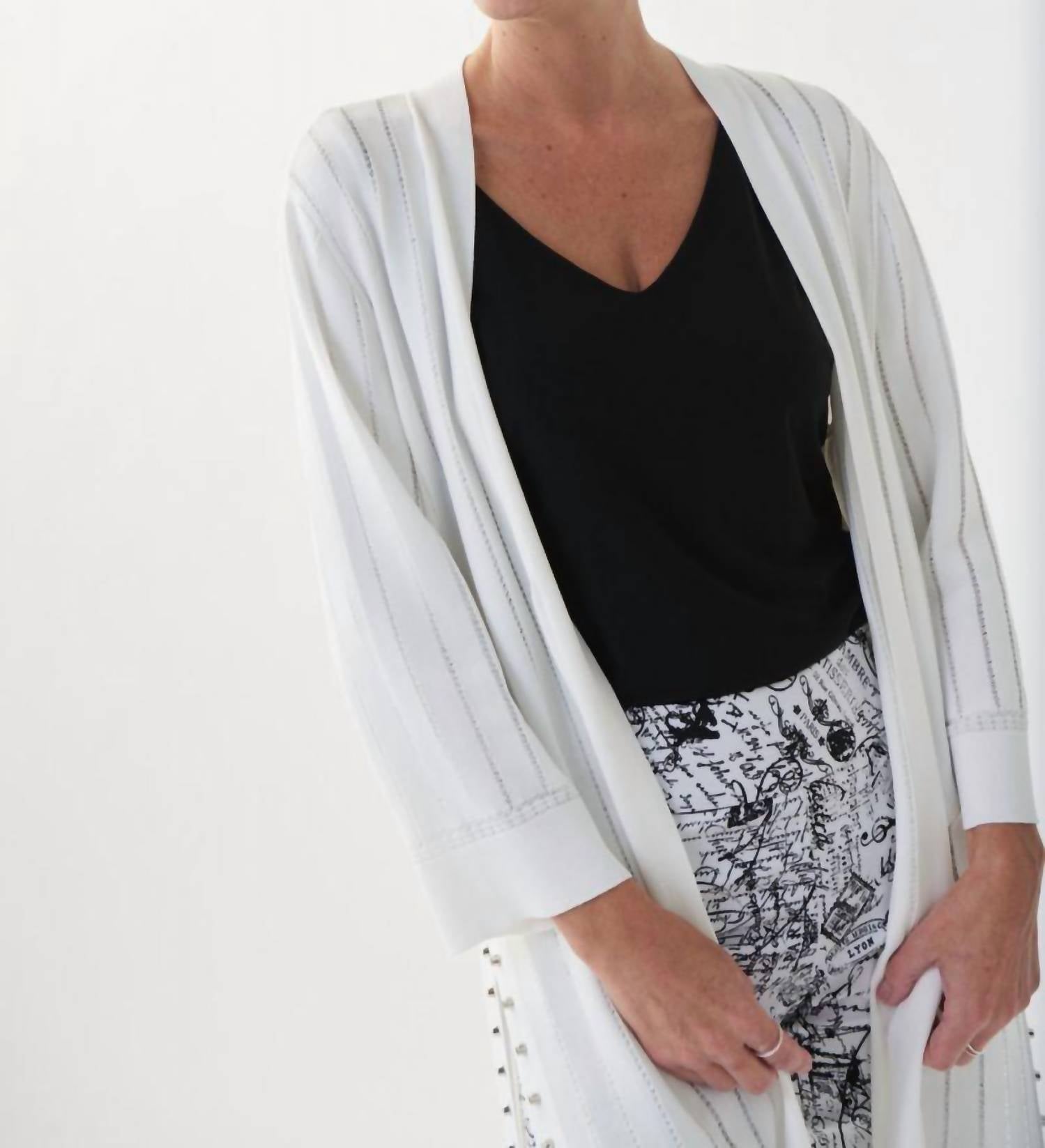 Joseph Ribkoff - Studded Open Front Long Cover-up Cardigan
