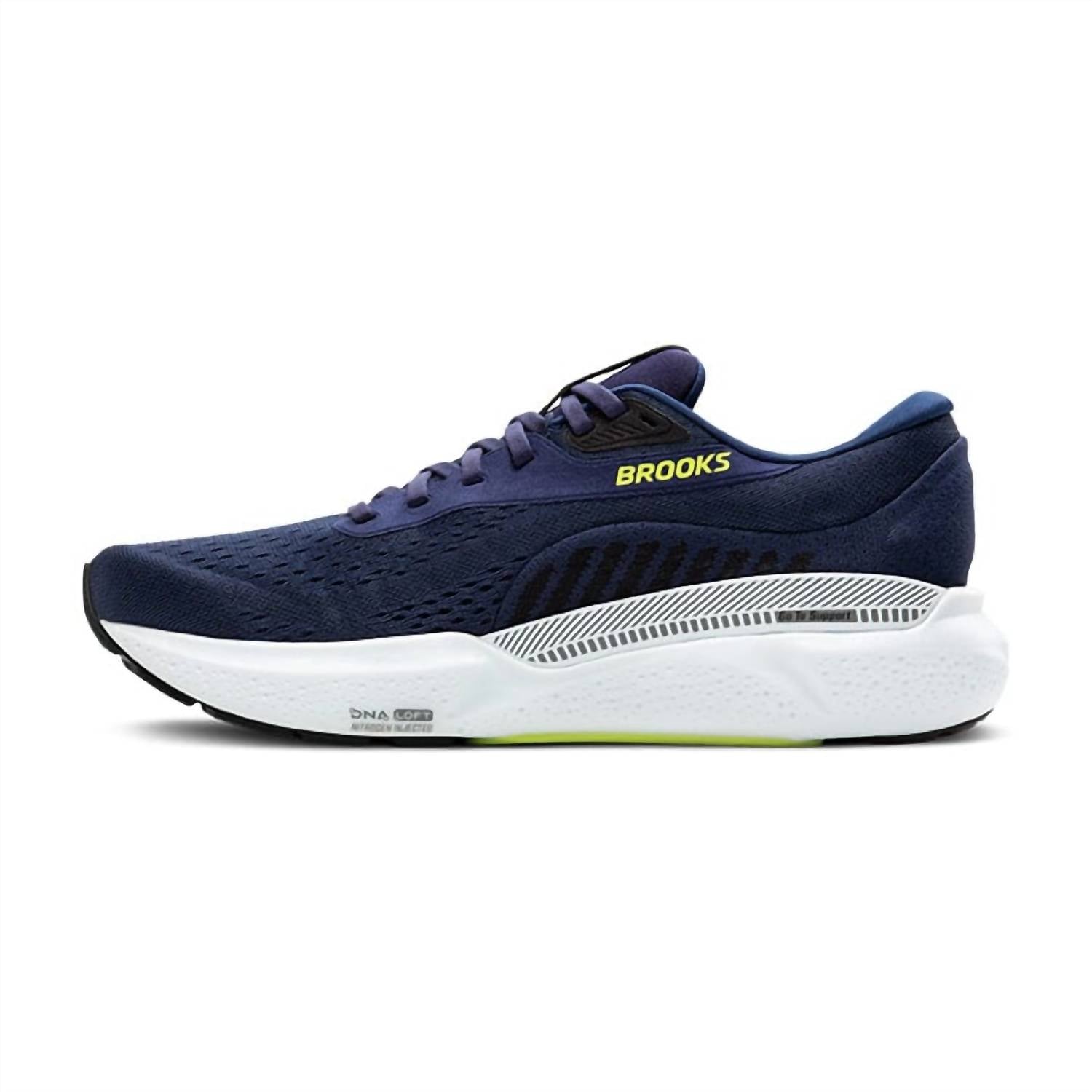 BROOKS Men's Adrenaline Gts 24 Running Shoes in peacoat black sharp green 3 - men's shoe - alternate view