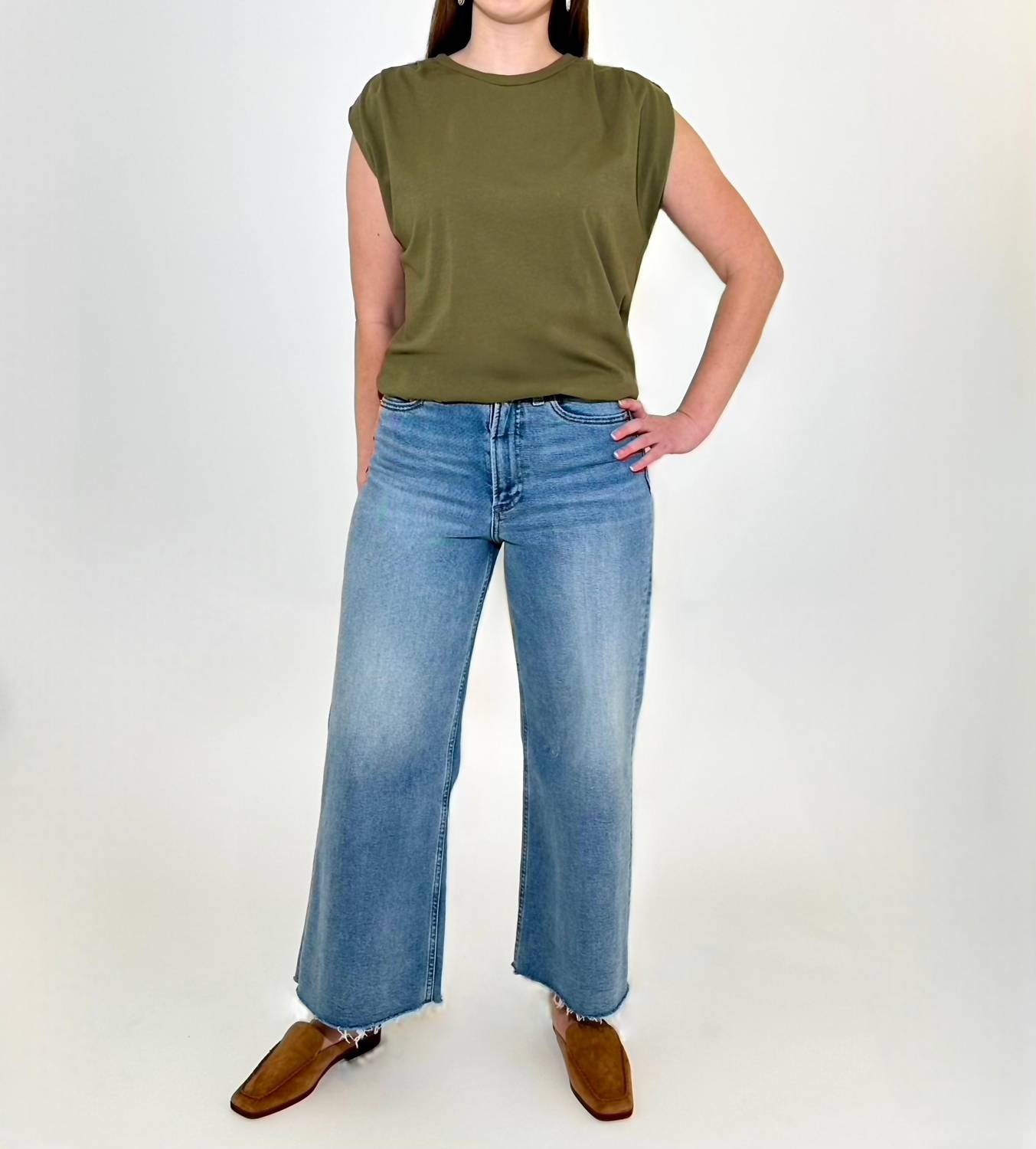 Michael Stars Luca Bubble Crew Neck Tee in caper - women's t-shirt - detail view