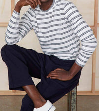 Officine Générale - Long Sleeve Stripe Cotton Linen Tee
