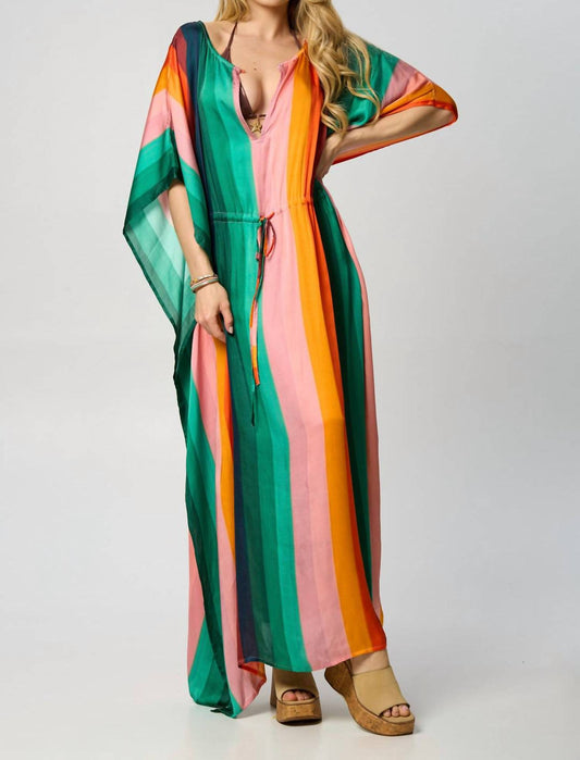 Saachi - Striped Kaftan with Tie Waist