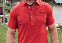 Criquet Top Shelf Players Shirt in rodeo red - men's shirt - alternate view