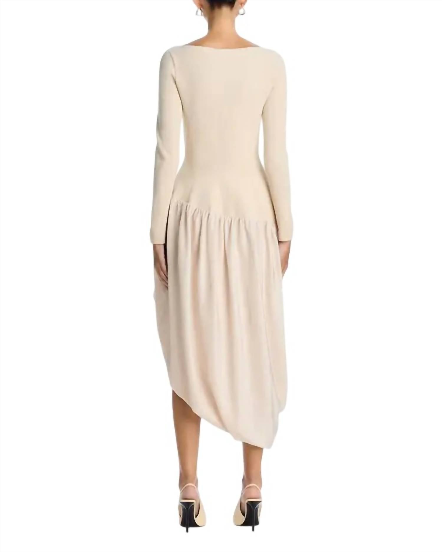 JONATHAN SIMKHAI Angela Long Sleeve Midi Dress in sand - women's dress - alternate view