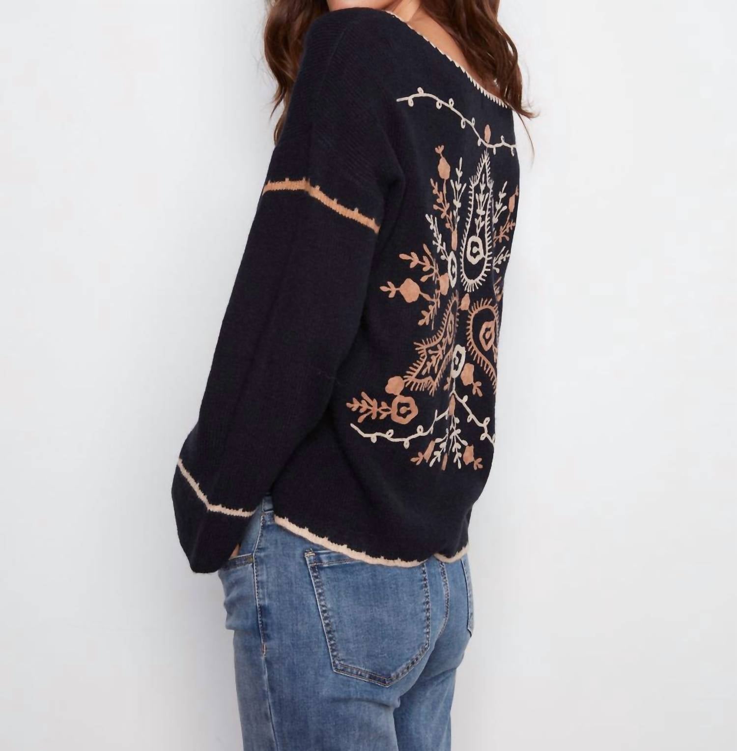 Charlie B - Embroidered Ribbed Sweater
