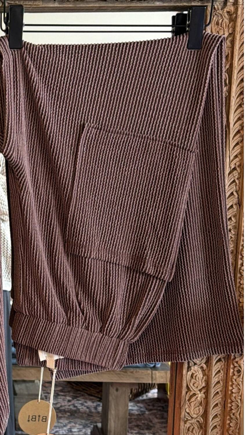 Bibi - Women's Two Tone V-neck Top & Pants Set