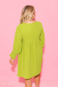 Ivy Jane Shirred Sleeve Dress in lime - women's dress - alternate view