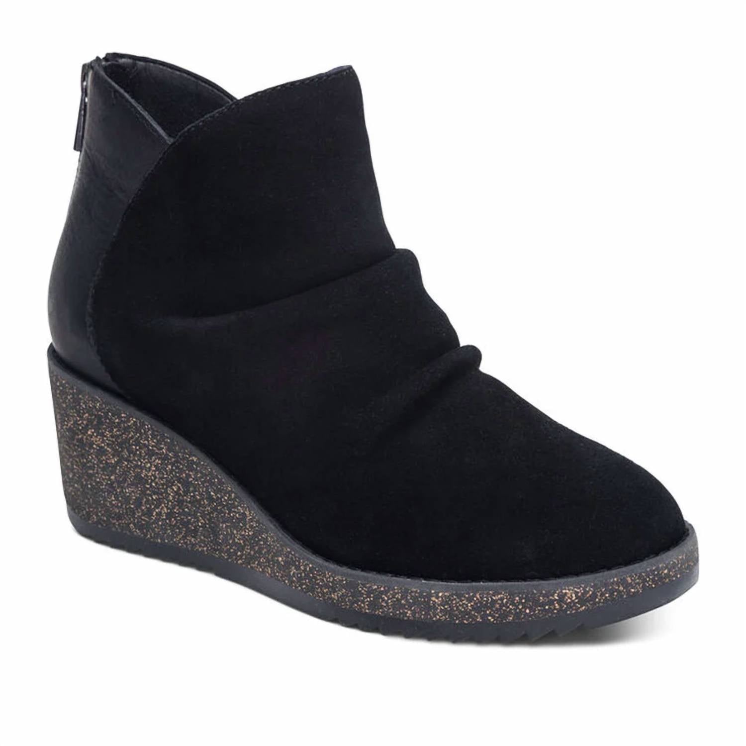 Aetrex Women's Kara Ankle Wedge Boot in black - women's shoe