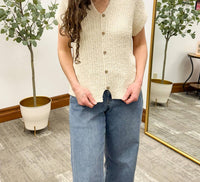 Blu Pepper - Short Sleeve Button Sweater