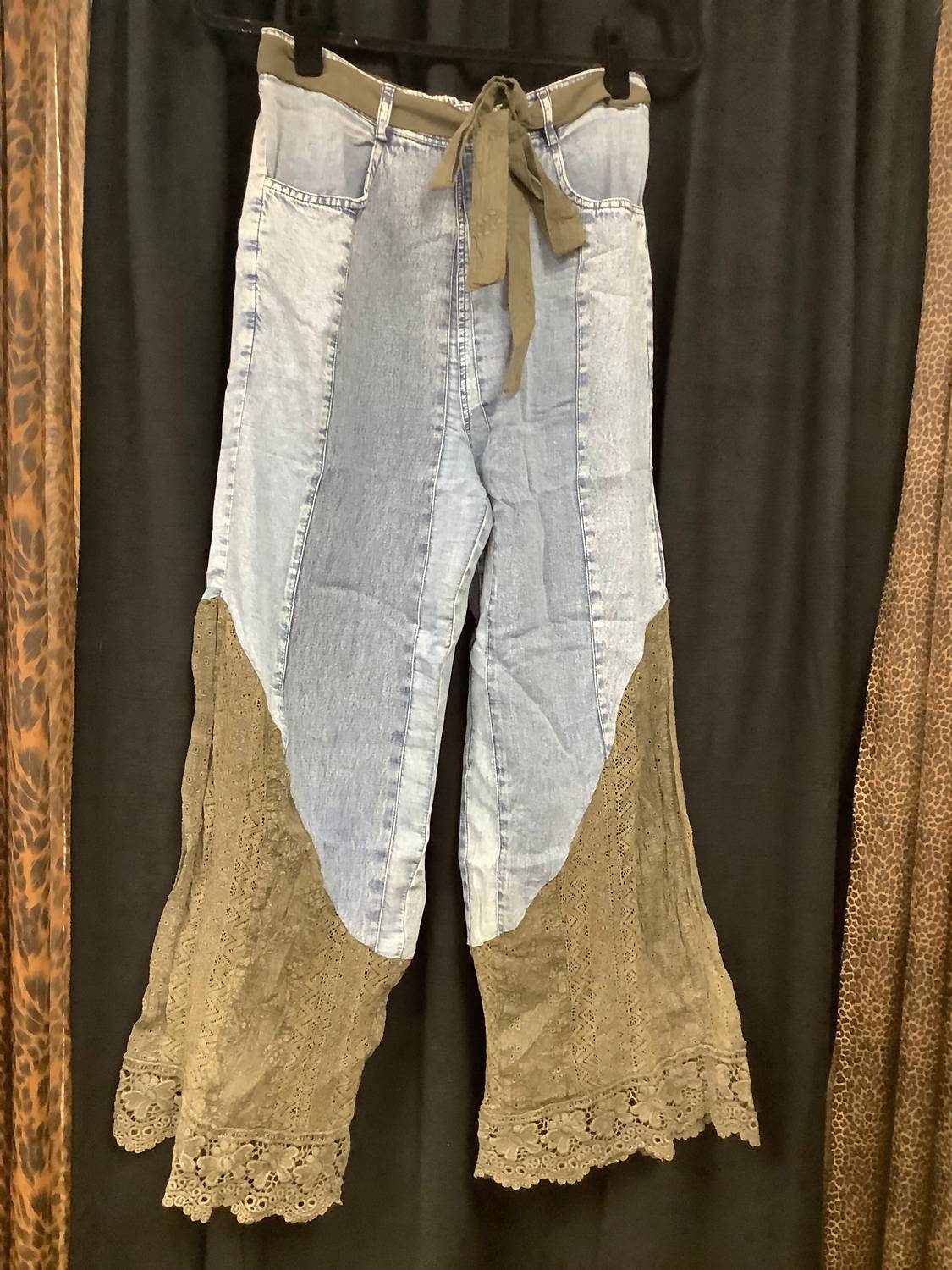 Young Threads - Women's Wild West Rhapsody Denim Lace Flare Pants