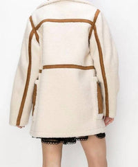 Ina Fashion - Faux Shearling Suede Double Breasted Jacket