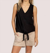 Dylan - Deep V Sleeveless Tie Top