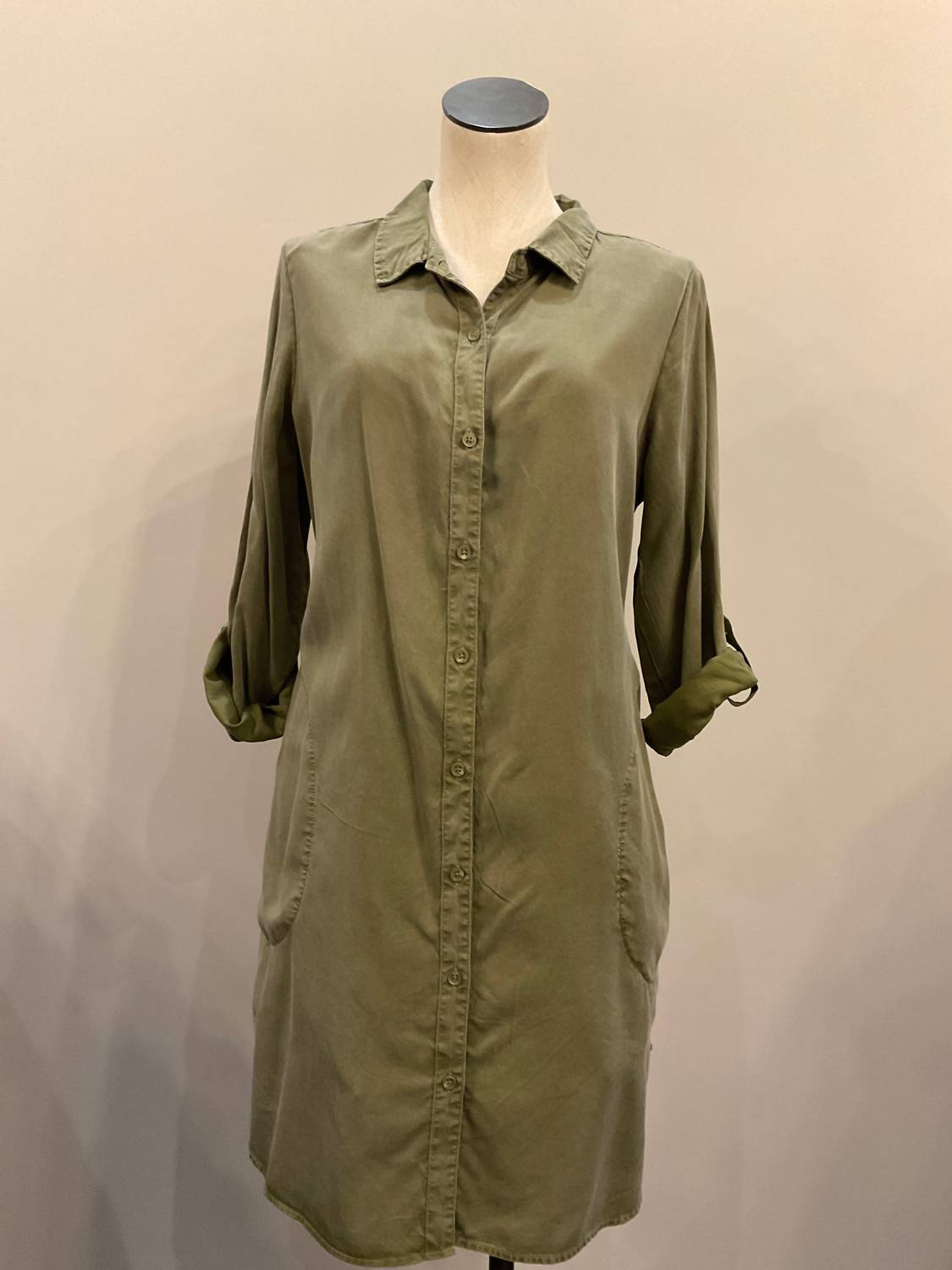 Mododoc - Women's Roll-up Long Sleeve Shirt Dress