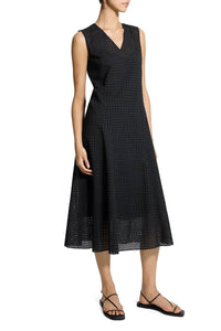 Theory - Eyelet Fit & Flare Midi Dress