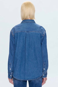 PISTOLA Jamie Essential Denim Shirt in medium blue - women's shirt - detail view