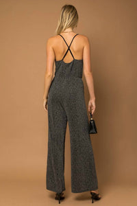 Metallic Cowl Neck Jumpsuit