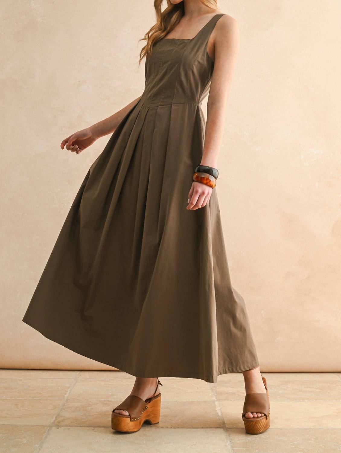 Miou Muse - Stitch Front Pleated Dress