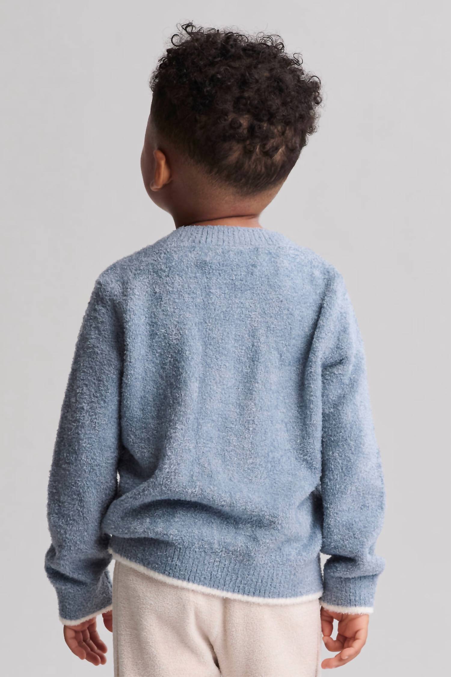 BAREFOOT DREAMS Toddler Fa La La Pullover in blue dusk - kids' sweater - detail view