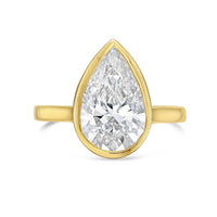 Diana M Jewels - Women's Pear Shape Lab Grown Diamond Bezel Solitaire Ring (5.00 Ct)