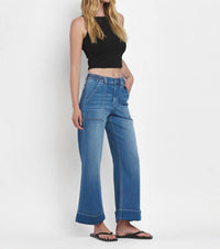 Vervet By Flying Monkey - Kris Super Soft Cuffed Wide Leg Jeans