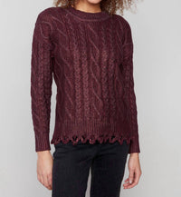 Charlie B - Foiled Cable Knit Long Sleeve Top