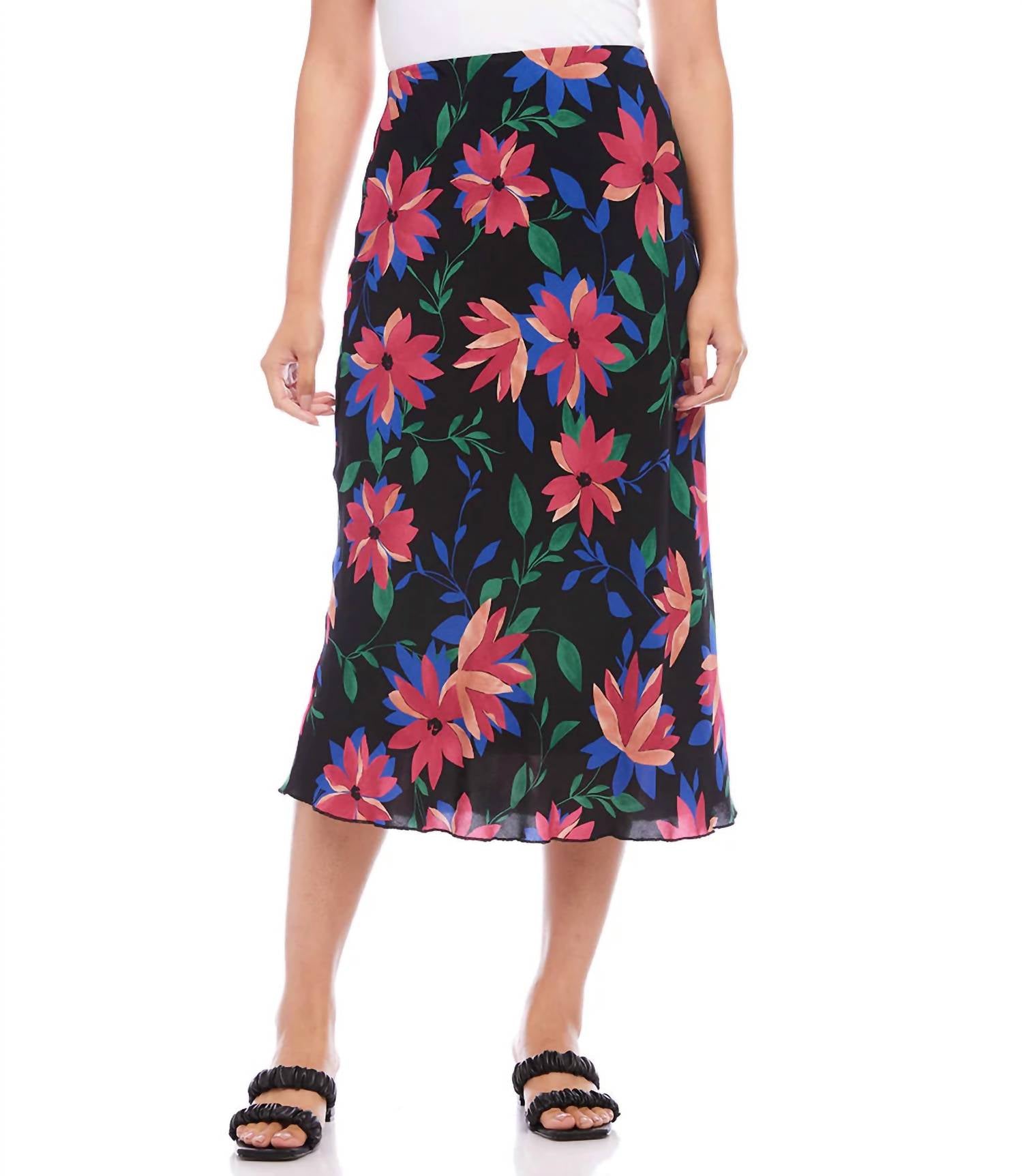Karen Kane - Francesca Floral Print Bias Cut Midi Skirt
