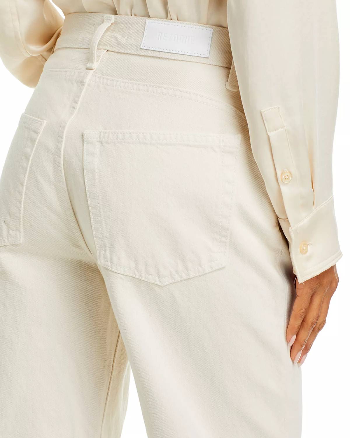 RE/DONE High Rise Engineered Wide Leg Taper Jeans in vintage white - women's jeans - view 5