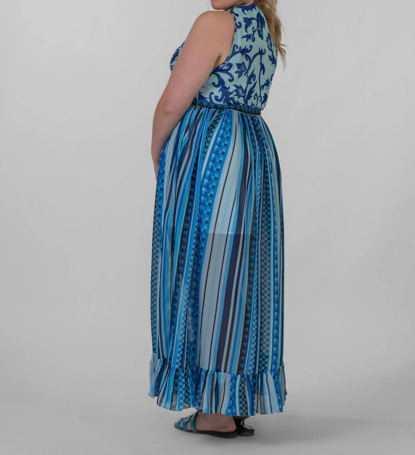 Just Bellina - CHECKERED STRIPE WAVES DRESS