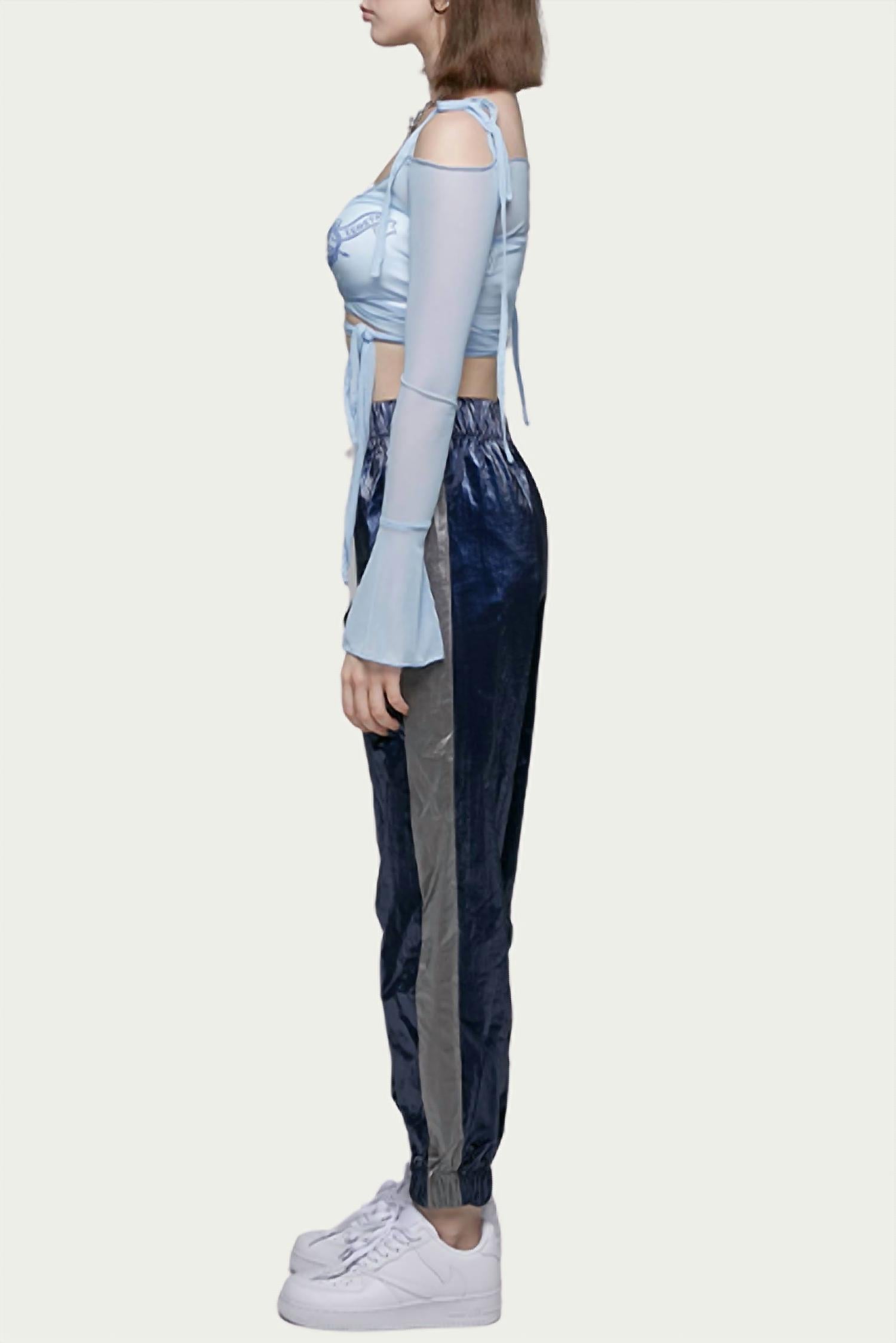 SHEER MESH WRAP CROPPED TOP