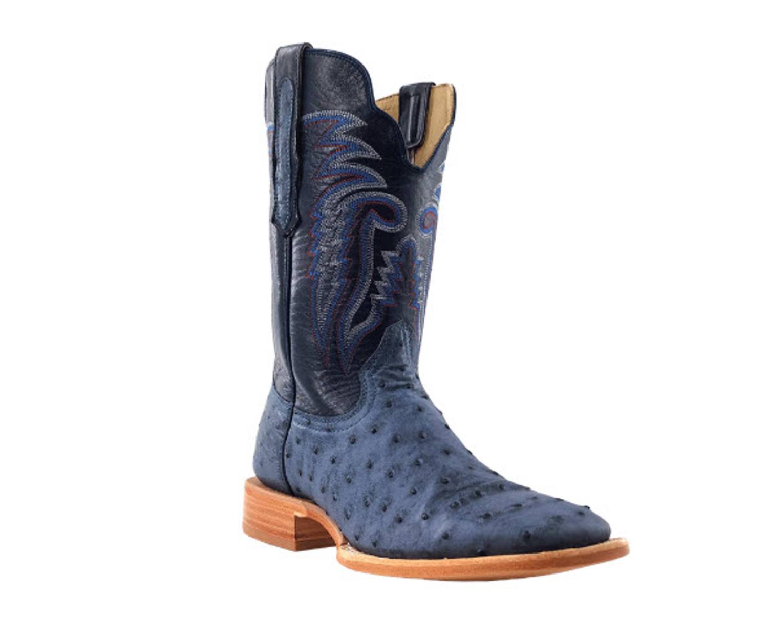 R Watson Boots - Men's Full Quill Ostrich American Denim Exotic Boot