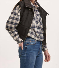 DEAR JOHN DENIM Rosalia Zipper Sleeveless Vest in black - women's jacket - detail view