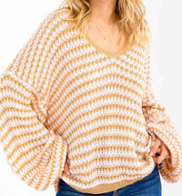 Little Secret Of Mine - Balloon Long Sleeves Stripe Sweater