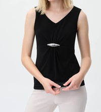 Joseph Ribkoff - V-neck Top With Hardware Detail