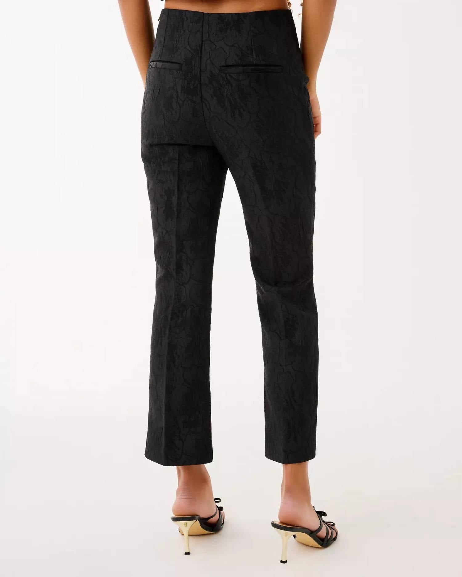 Lilly Pulitzer Jarrae High Rise Crop Flare Pants in noir exploded flower stretch jacquard - women's pants - alternate view