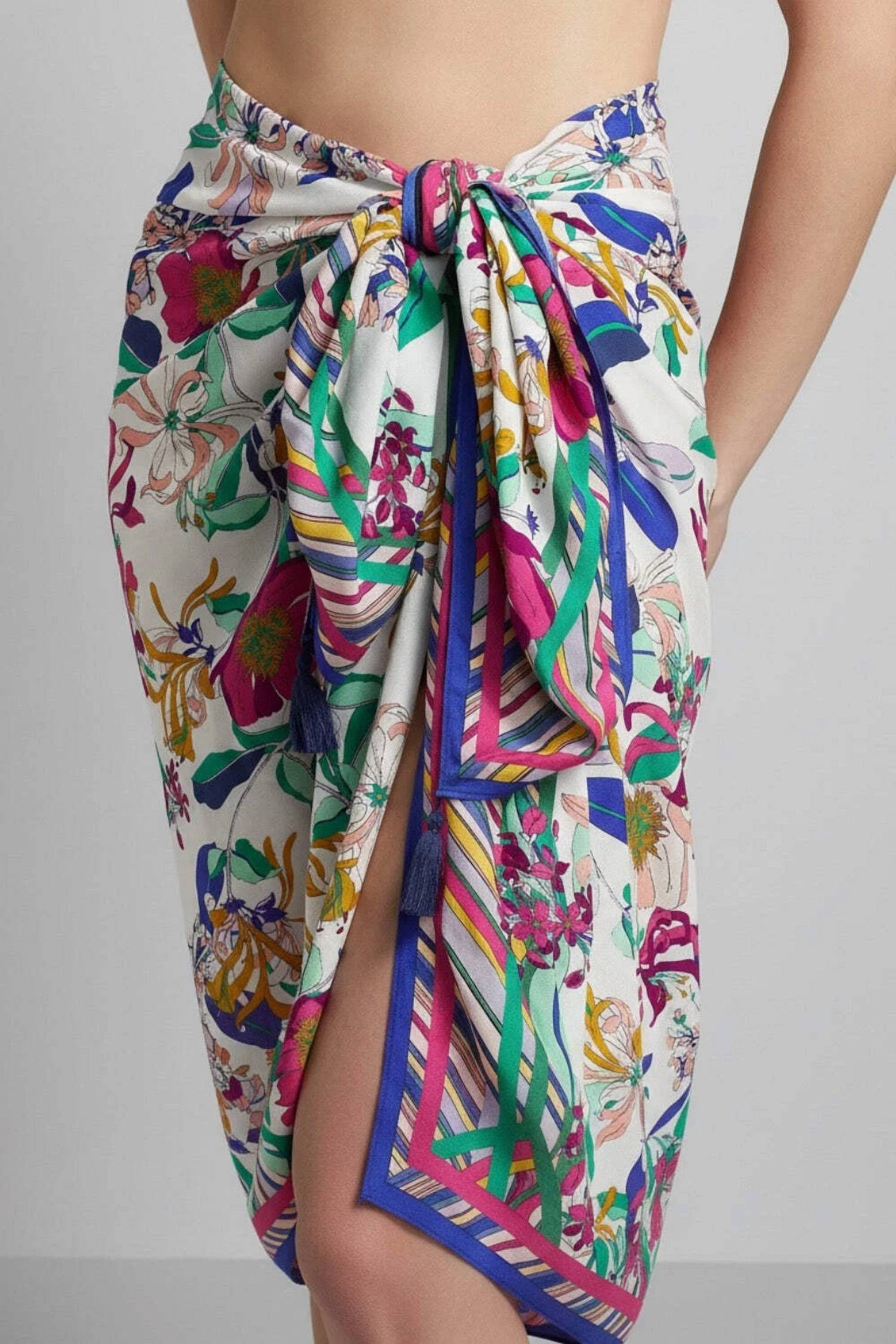 Johnny Was FLORAL TIE SARONG in aldrich - women's swimwear - view 4
