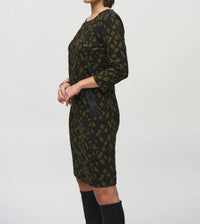 Joseph Ribkoff - Geometric Jacquard Shift Midi Dress